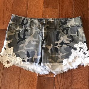 Camo jean shorts